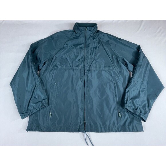 Eddie Bauer Windshell Hoodie Rain Jacket Men's Large Teal Vintage Hiking Outdoor - Picture 11 of 11